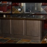 Cherry Kitchen with Island in a smoke treatment